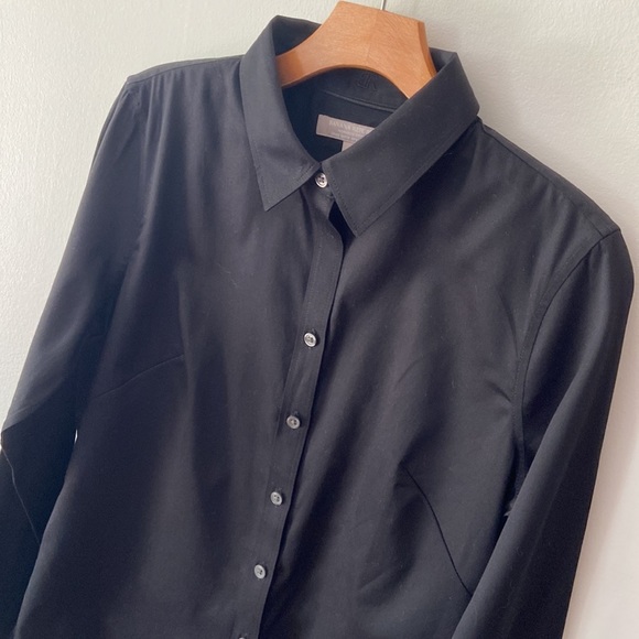 BANANA Republic Long Sleeve Non-Iron Fitted Sateen Shirt Black Size 10 - Picture 4 of 14